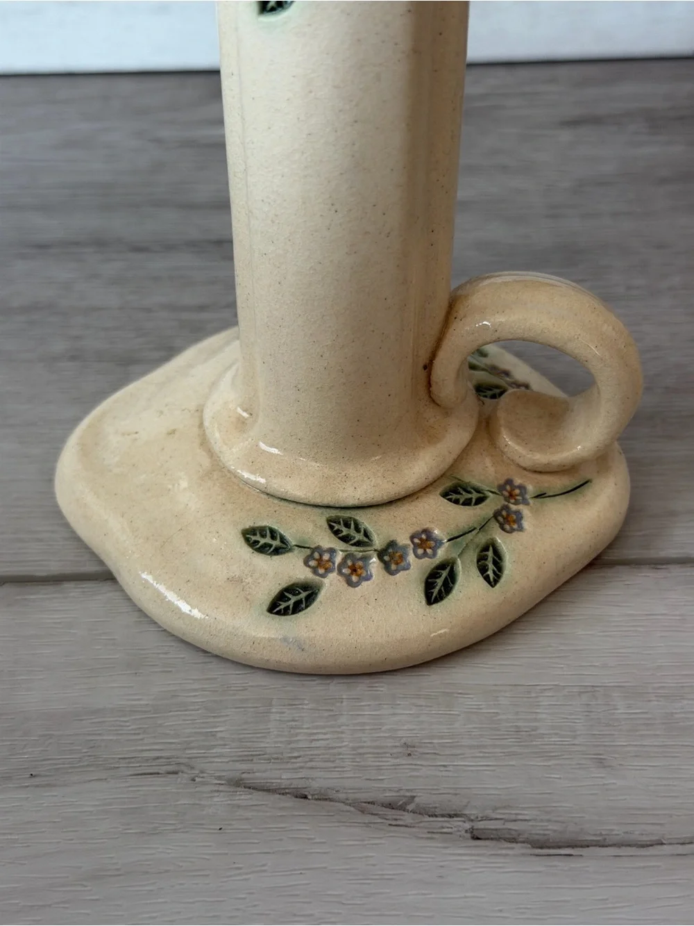 Forget Me Not clay pottery candlestick MPM